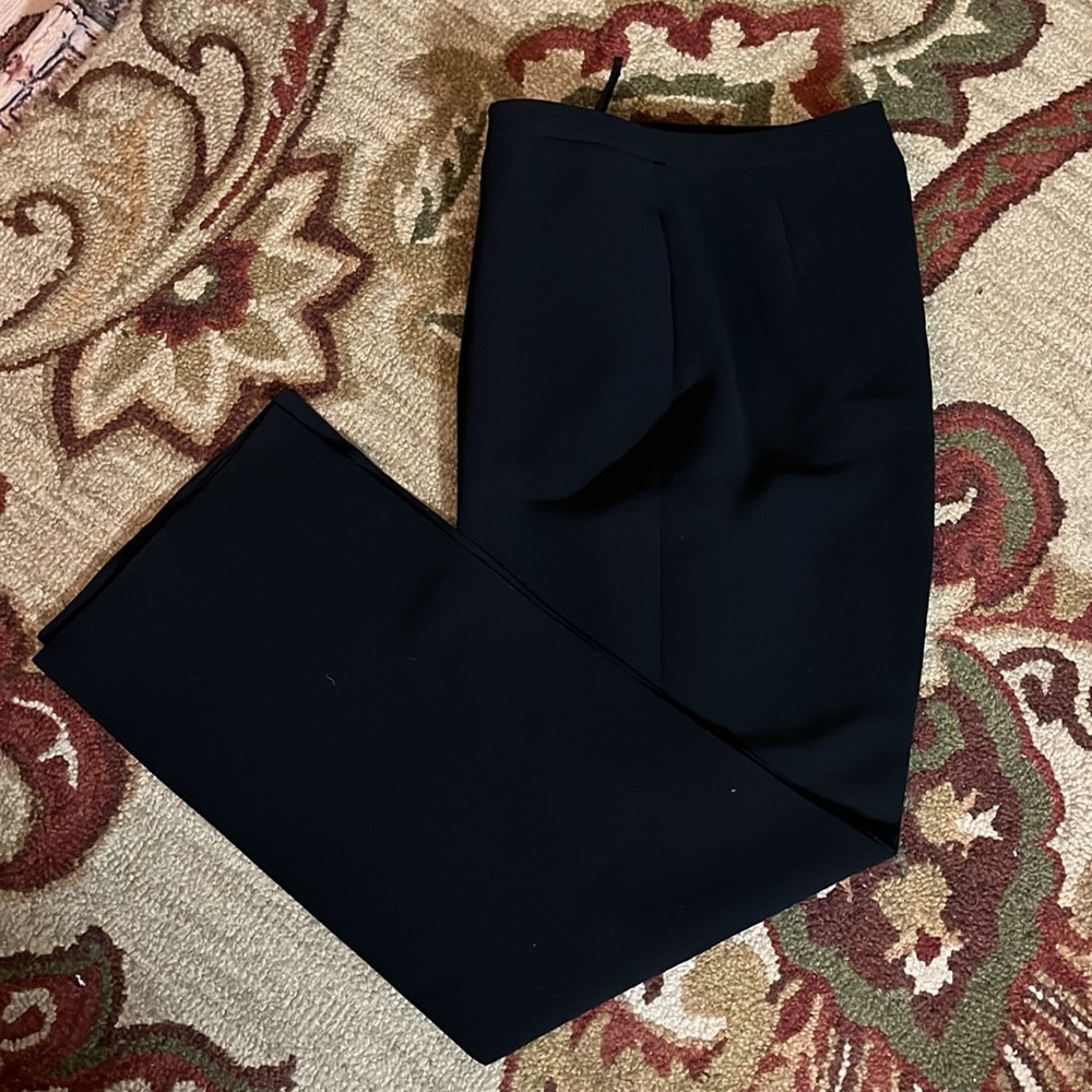 Vtg Dresspant Size 14 32" Tall Business Career Classic Black Straight Flatfront